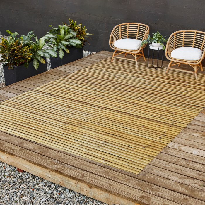 Imitation of A Bamboo Mat With Decorative Elements Outdoor Rug