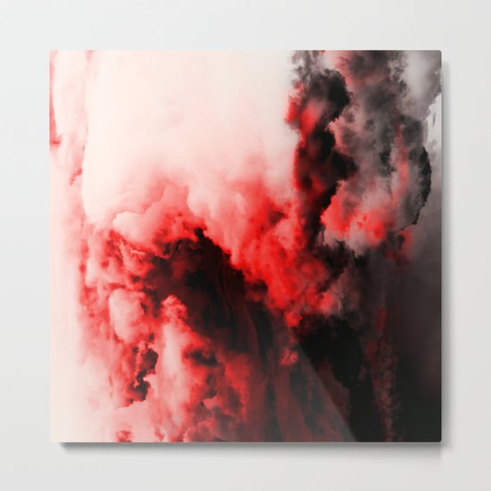 In Pain - Red And Black Abstract Metal Print