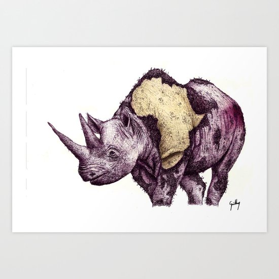 rhino Art Print