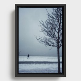 A Walk Through The Snow Framed Canvas