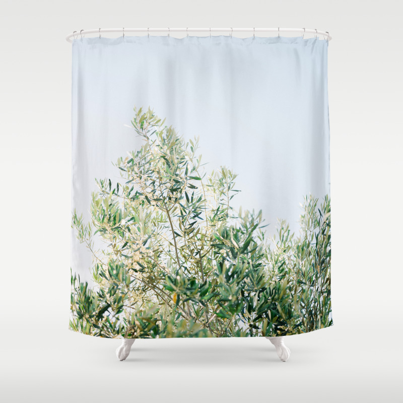 Ostuni Art Shower Curtain By Raisazwart, Olive Branch Shower Curtain