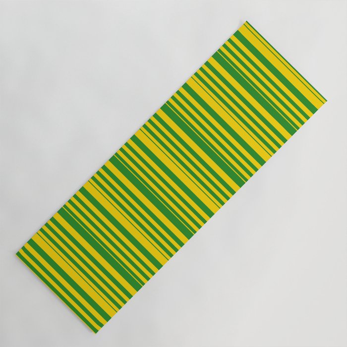 Yellow & Forest Green Colored Pattern of Stripes Yoga Mat