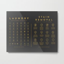 Laundry Symbols Guide Care with Stain Removal Instruction Gold Metal Print