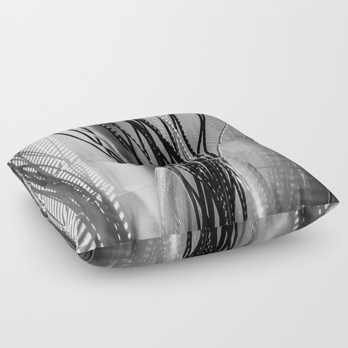 Black and White Line Shadow Photography Bathroom Reeds in a Vase  Floor Pillow