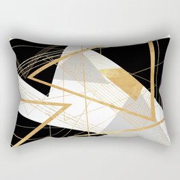 Black and Gold Geometric Rectangular Pillow