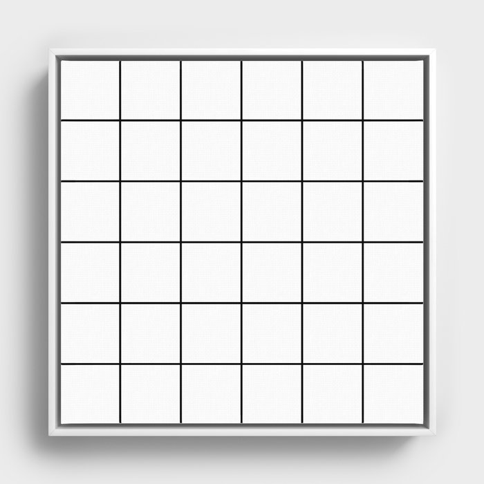 black grid on white background Framed Canvas by dotsandlines99