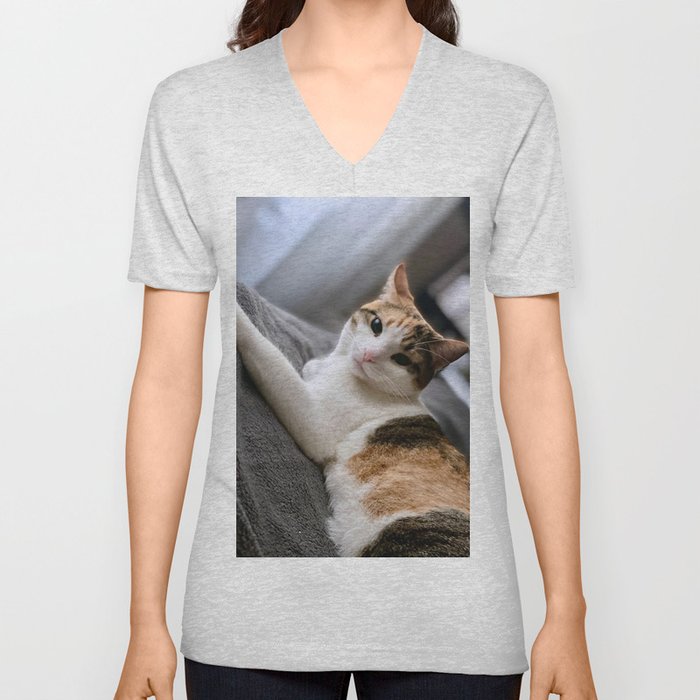 Cat by Curtis Thornton V Neck T Shirt