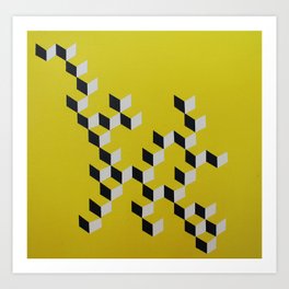 incomplete cubes - yellow Art Print