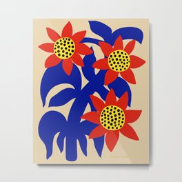 Red and Blue Flowers Metal Print
