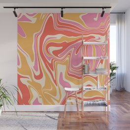 Psychedelic Pink Retro Swirl Wall Mural
