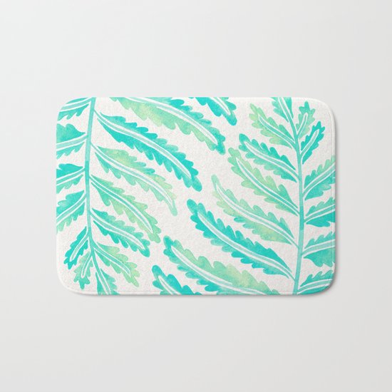 Fern Leaf – Turquoise Palette Bath Mat