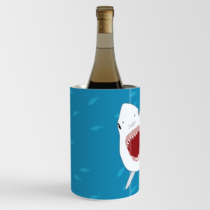 Shark Attack Underwater With Fish Swimming In The Background Wine Chiller