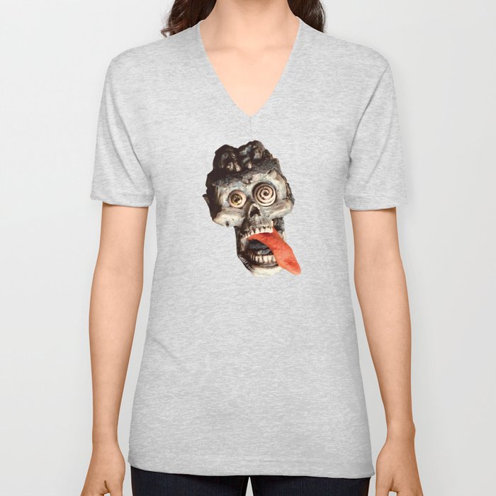 Zombie with tongue out from Creatures in My House stop motion animated film V Neck T Shirt
