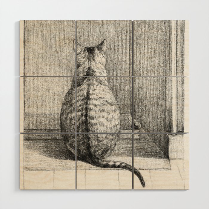 Sitting Cat, From Behind (1812) Wood Wall Art