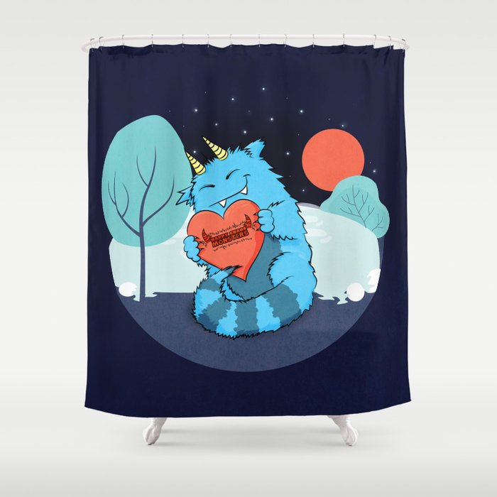 Rawrmeo, the Cuddly Happy Chaos Monster Shower Curtain