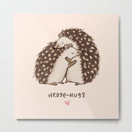 Hedge-hugs Metal Print | Curated, Kawaii, Love, Hog, Hedgehugging, Hedgehugs, Hugging, Hoglet, Illustration, Hedgehug 