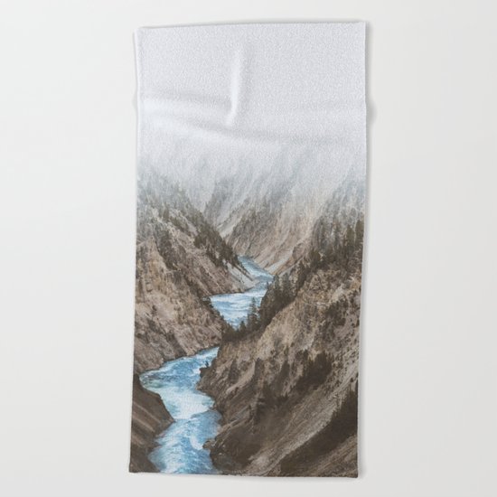 Mountain blue river Beach Towel