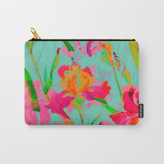 bright abstract iris on turquoise Carry-All Pouch