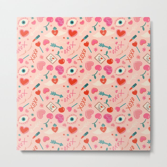 Love POP Valentine - Pink Pattern Metal Print