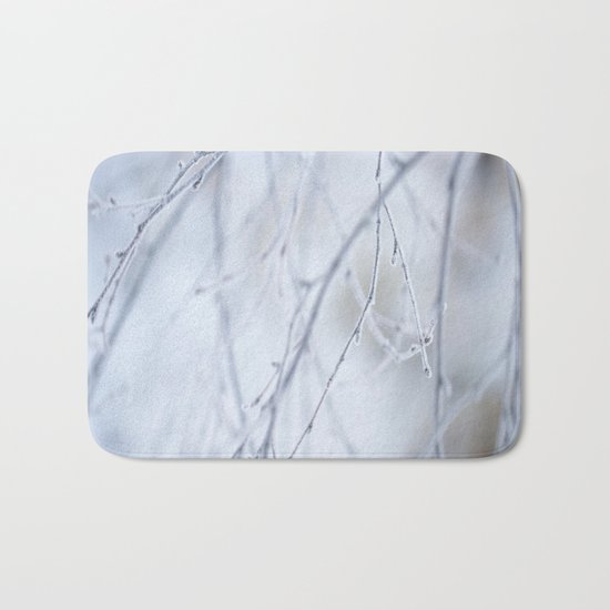 Frozen Twigs in Beautiful Winter Day Bath Mat