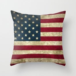 Vintage American flag Throw Pillow