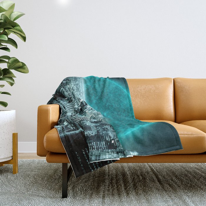 New New York Another World Aqua Teal Throw Blanket