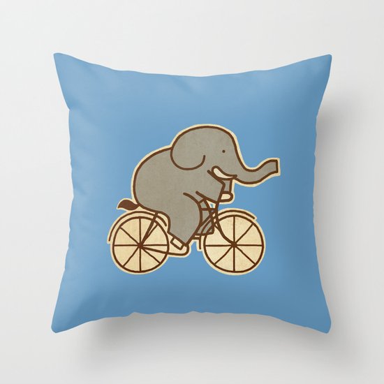 Elephant Cycle - colour option Throw Pillow