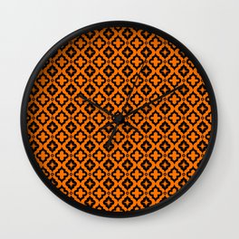 Orange and Black Ornamental Arabic Pattern Wall Clock