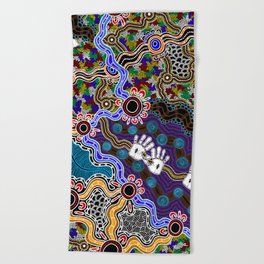 Authentic Aboriginal Art - Discovering Your Dreams Beach Towel