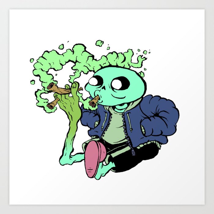 Sans Undertale Smokin Blunts With His Toes Art Print By Mcduckillustration Society6
