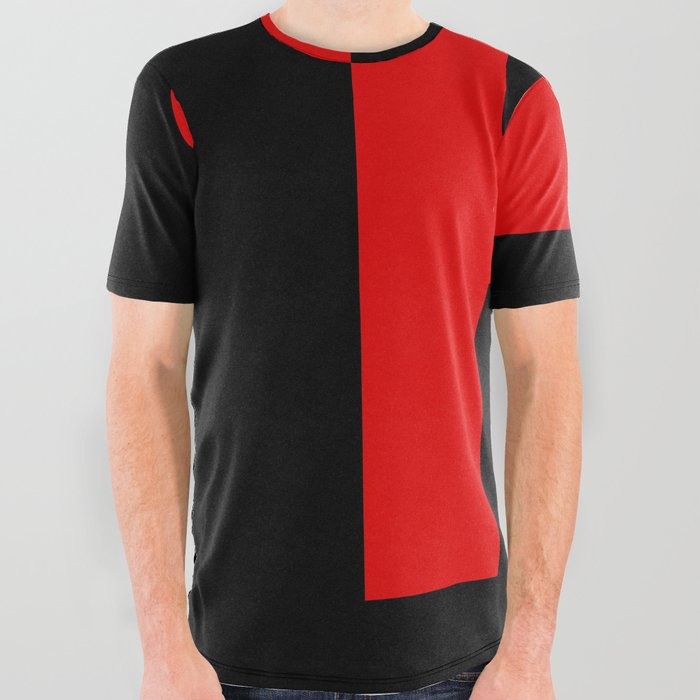 Letter R (Red & Black) All Over Graphic Tee