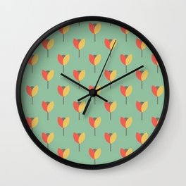 Retro Tulip Pattern Wall Clock