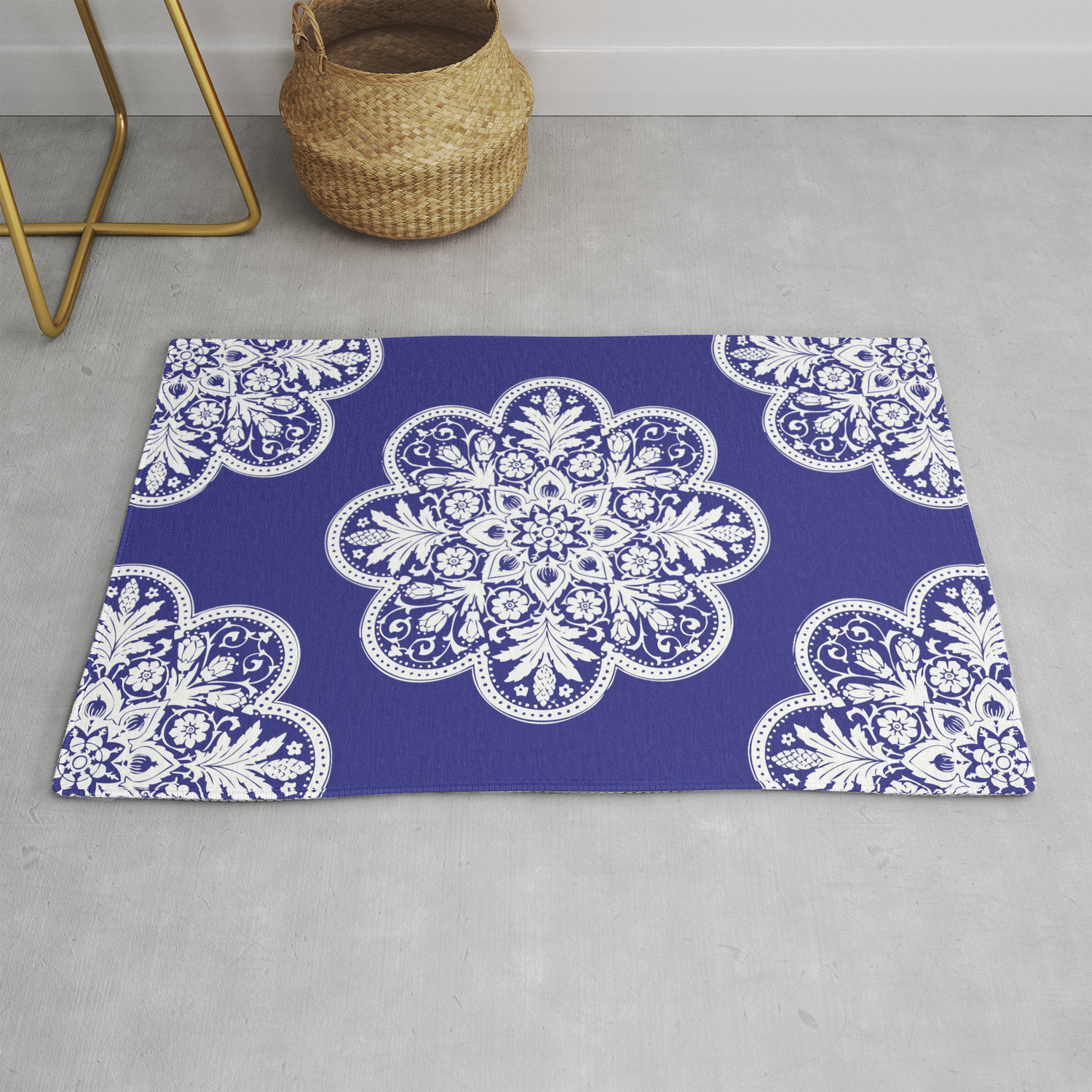 Floral Doily Pattern Lace Crochet Doilies Needle Crafts Blue