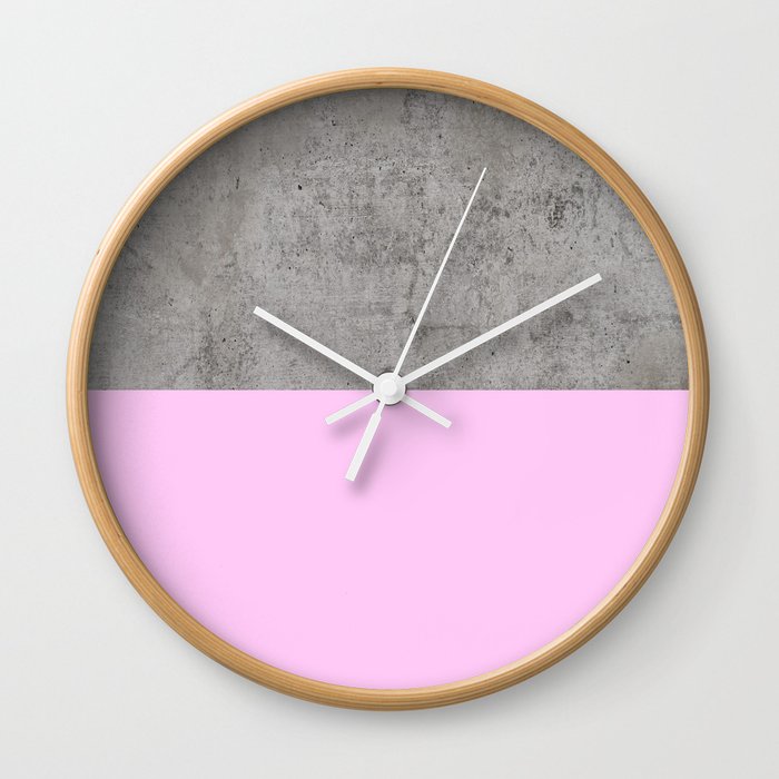 Pink on Concrete Wall Clock