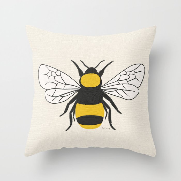 Honey Bumble Bee Throw Pillow by Bobbie Val Society6