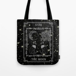 Tarot "The Moon" - silver- cat version Tote Bag