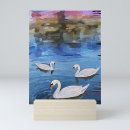 Swans on the lake Mini Art Print