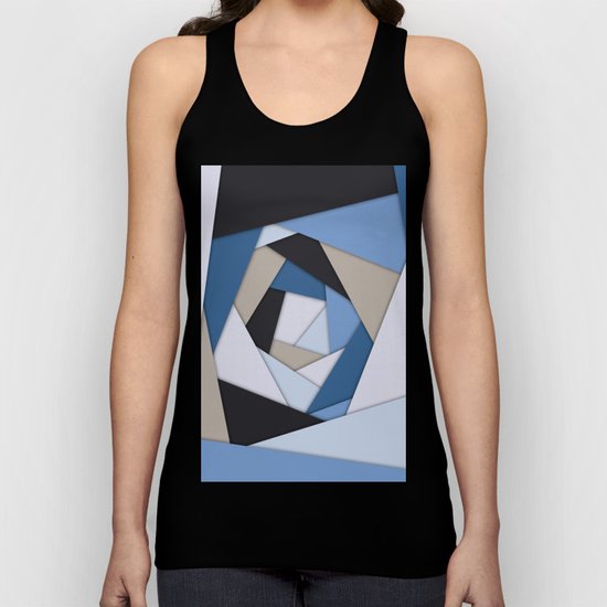 Abstract Blues Geometric Layers Unisex Tank Top