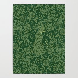 Spring Cheetah Pattern - Forest Green Poster