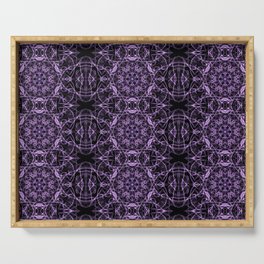 Liquid Light Series 12 ~ Purple Abstract Fractal Pattern Serving Tray