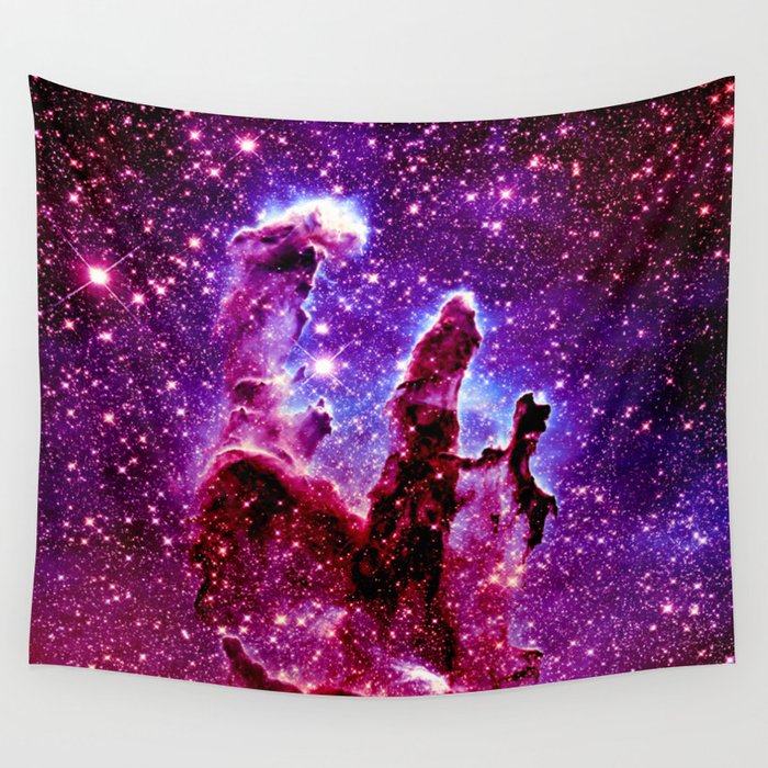 galaxy nebula : Pink & Purple pillars of creation Wall Tapestry