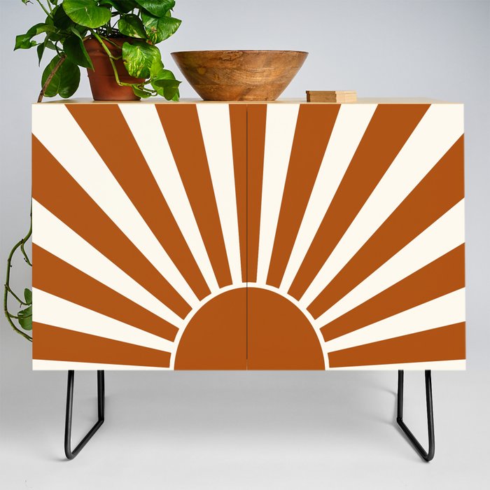 Burnt orange retro Sun design Credenza