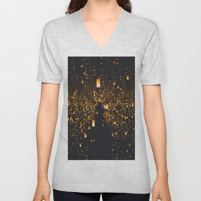 Golden Lights (Color) V Neck T Shirt