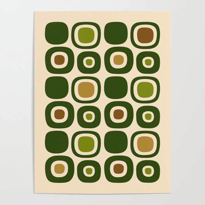Mid Century Modern Modern Organic Shapes Pattern 321 Green Poster