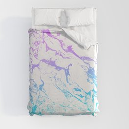 White marble purple blue turquoise ombre watercolor mermaid pattern Duvet Cover
