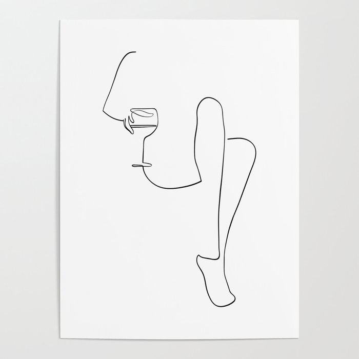 Woman with a wine glass Poster