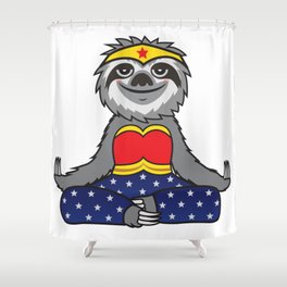 Wonder Sloth Yoga Shower Curtain | Drawing, Yogalife, Wonder, Wonderwoman, Girlpower, Sloth, Strength, Meditation, Yoga, Slothlover 