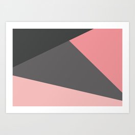 Minimal Pink and Gray Triangles Art Print