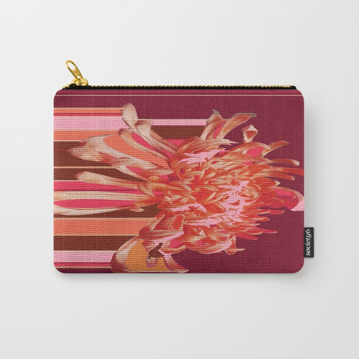 Contemporary Coral-Pink  Spider Mum Rain Art Carry-All Pouch