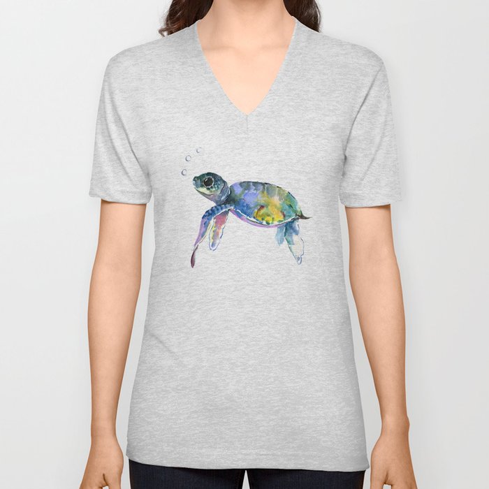 Sea Turtle, children artwork Illustration V Neck T Shirt